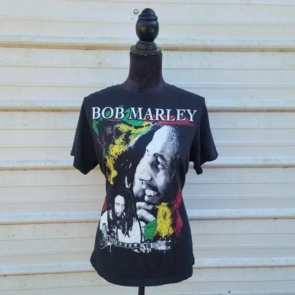 Bob Marley Shirt Unisex 1X Black Zion Rootswear Graphic Crew Neck Short Sleeve